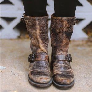 Frye leather distressed boots